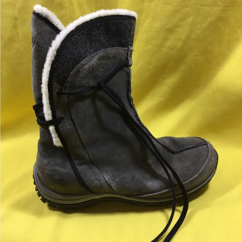 Patagonia Women’s  Waterproof Gray Suede Shearling-Trim Winter Boot SZ 8.5